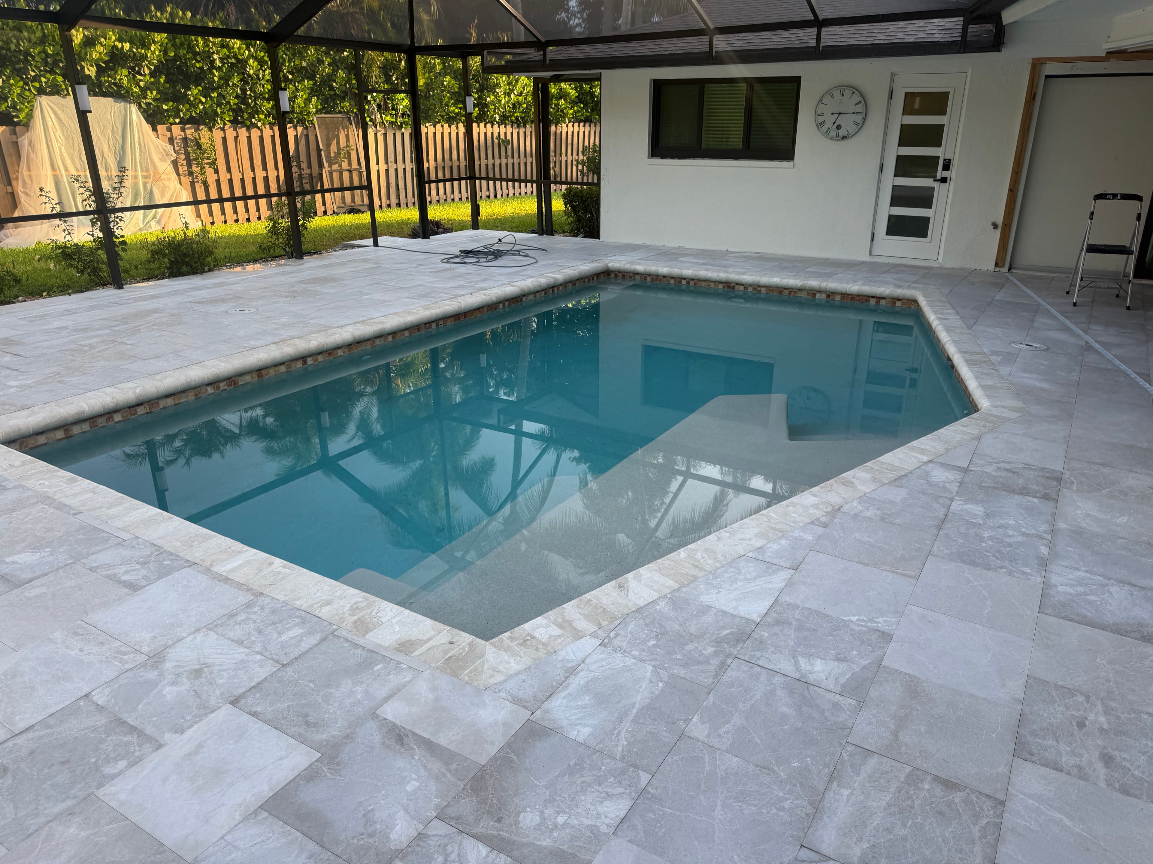 Project Diana Royale Leathered Marble Pool Deck With Remodel Coping image