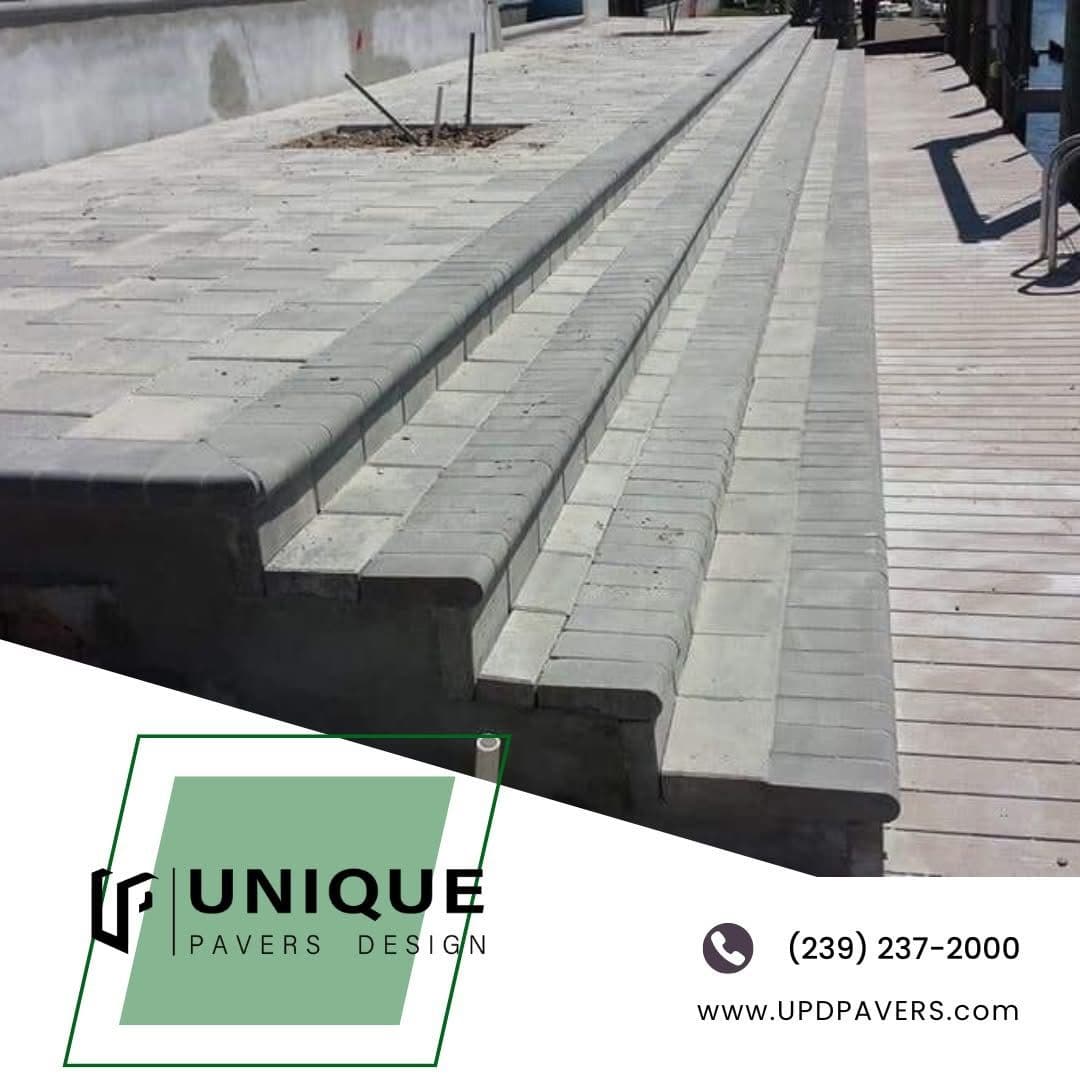Full-Width Paver Steps Leading Down to the Dock image